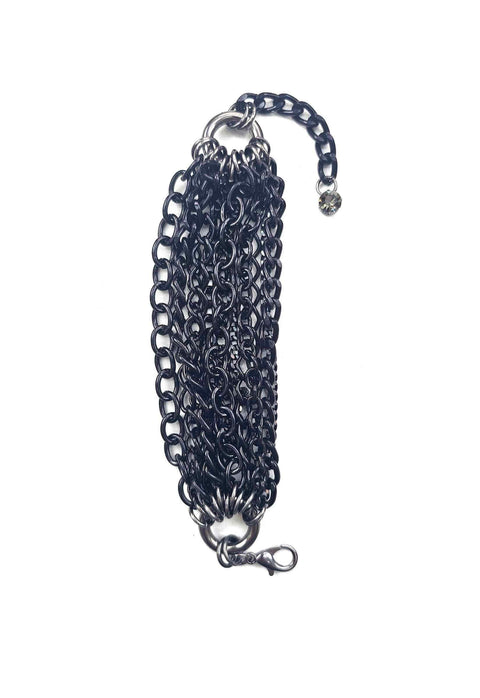 Pulseira Constantine preta com mix de correntes pretas