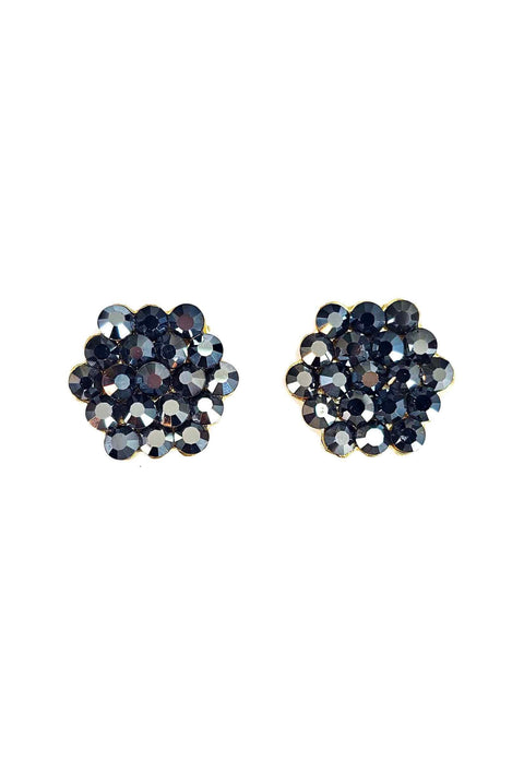 Brinco Supreme com strass hematite banhado no dourado