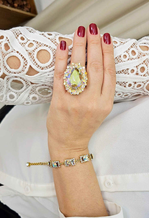 Pulseira Luz divina dourada com pedras boreal