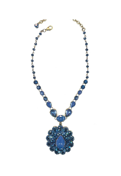 Colar Intenso blue ouro velho com pignente de pedras azuis