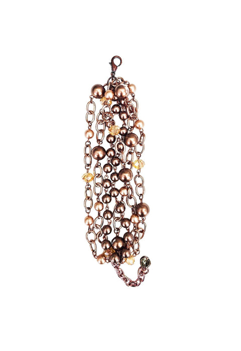 Pulseira Momentos mocha de correntaria vintage com pedras marrons