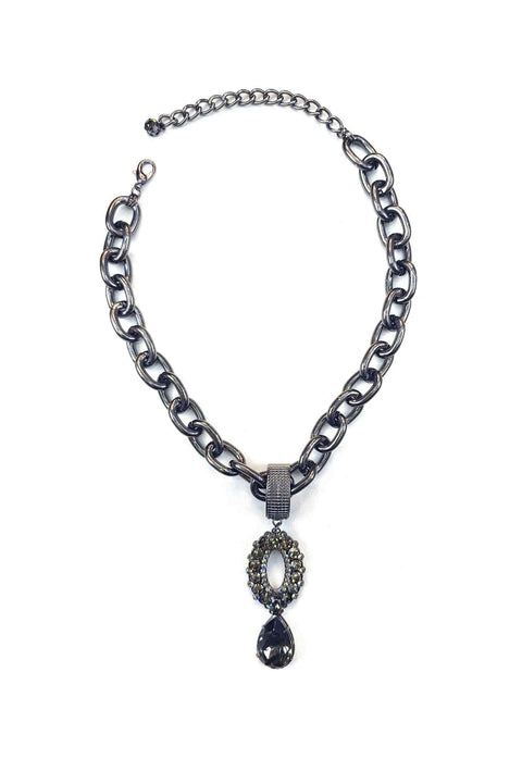 Colar Jussara onix com pingente oval black diamond