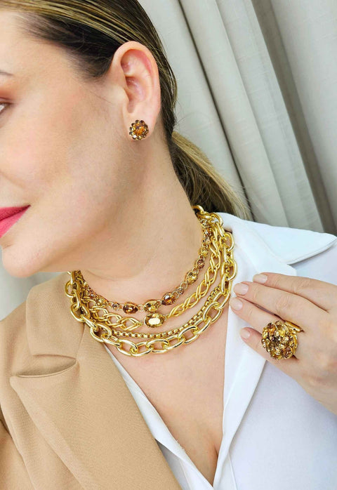 Colar Exclusividade Gold com pedras e elos dourados