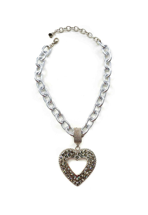 Colar Isla silver de coração prata com pedras black diamond
