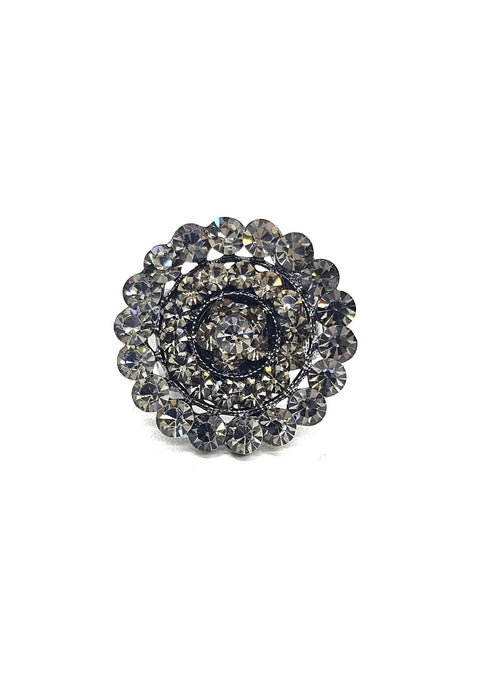Anel Eliete redondo com pedras black diamond banhado no onix