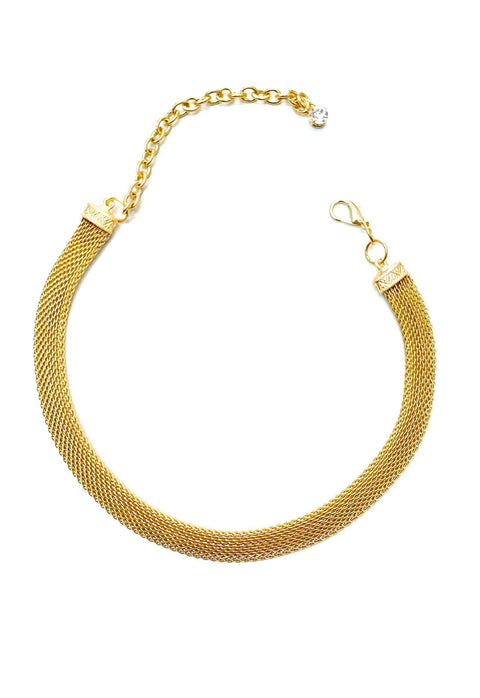 Colar Contemporânea de corrente de malha banhada no dourado