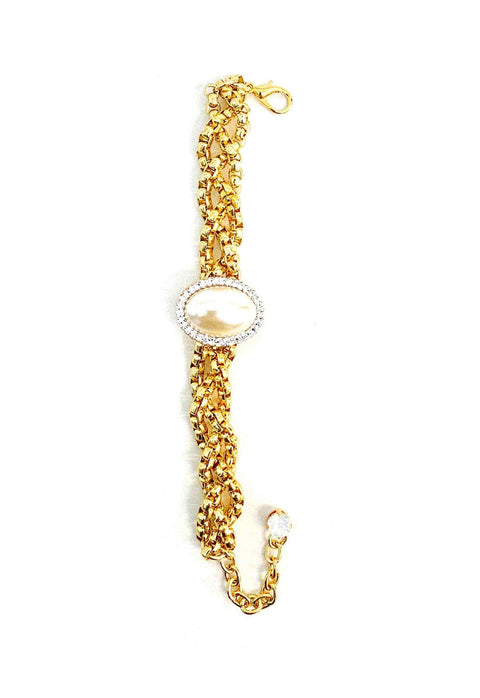 Pulseira Abigail de venezianas douradas e pignente de perola