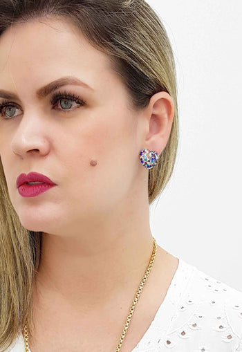 Brinco de coração colorido