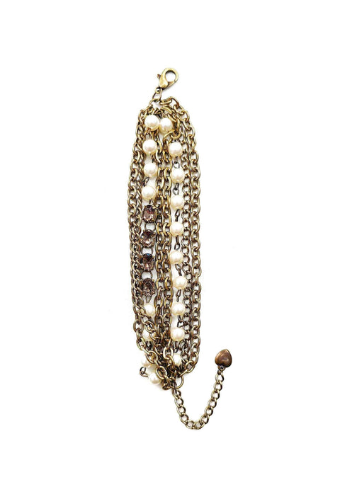 Pulseira Sucesso ouro velho com perolas e pedras black diamond
