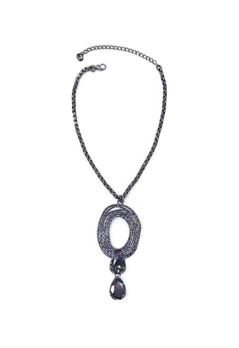 Colar Plenitude Onix com pingente e pedras grafites