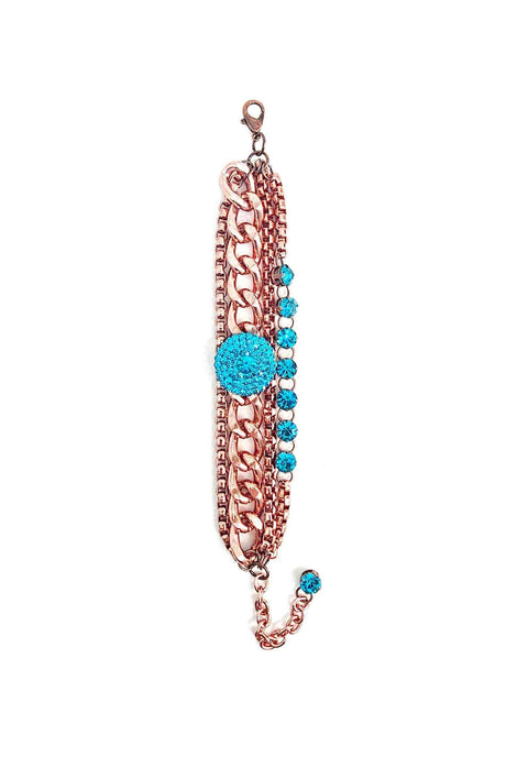 Pulseira Atalia vitnage com pingente e pedras blue zircon