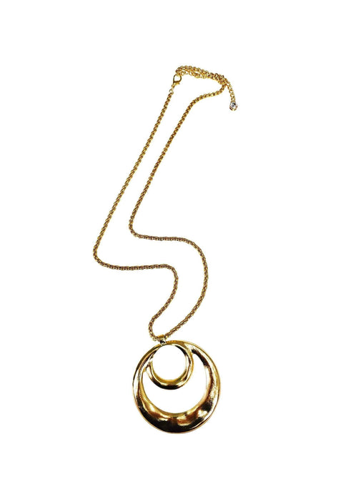Colar Vênus longo de veneziana com pingente de metal dourado