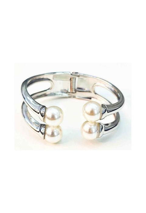 Bracelete Romance em Paris silver com perolas banhado no prata