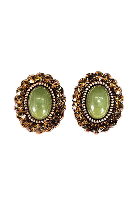 Brinco Verde Encanto com pedras verdes banhado no vintage