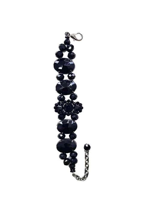 Bracelete Dandara luxo com pedras pretas banhado no onix