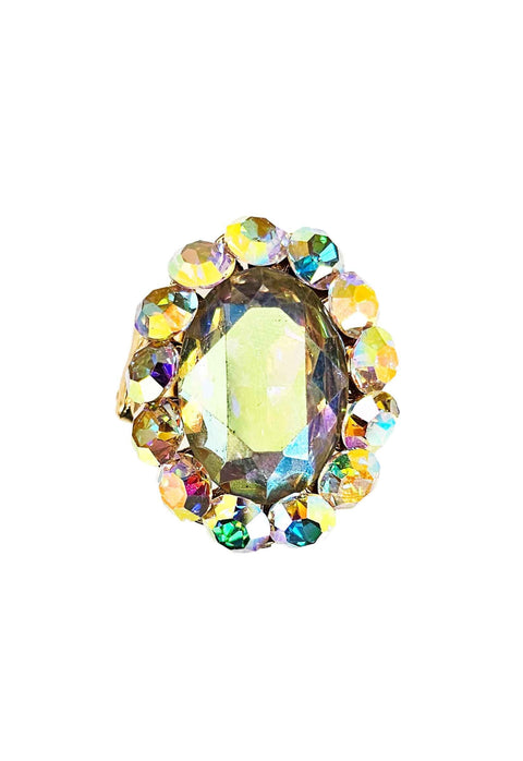 Anel Ornela boreal com pedras furta cor banhado no dourado