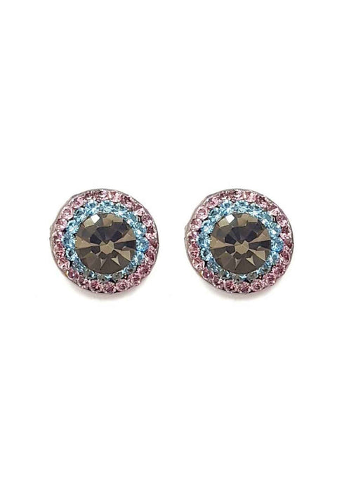 Brinco Vick rosa azul e black diamond banhado no grafite