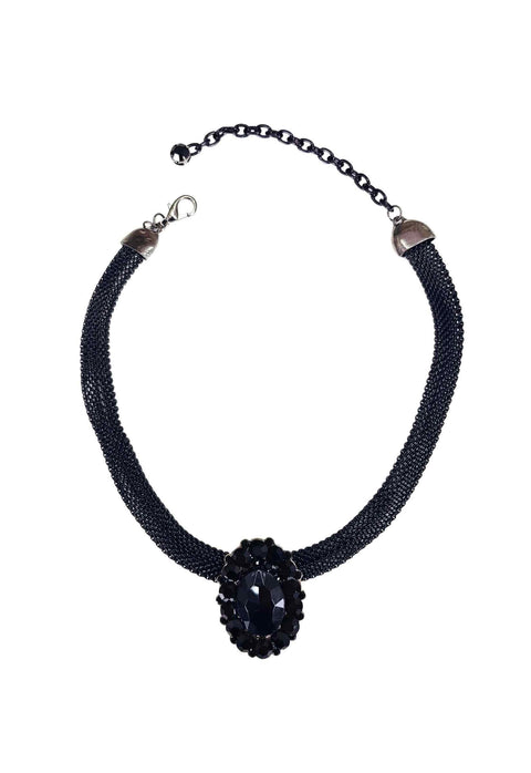 Choker Aurélia Jet com pedra oval preta e Strass Jet