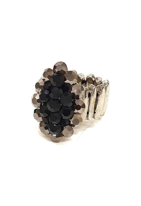 Anel Adalira silver com pedras pretas e hematite