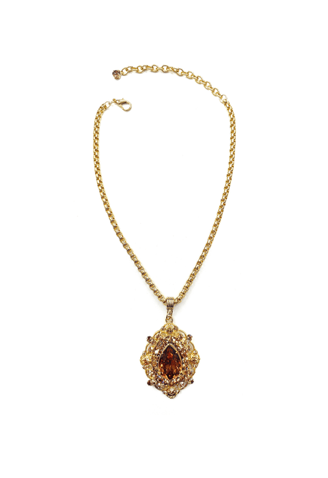 Colar Raridade Gold com pingente de strass e veneziana dourada