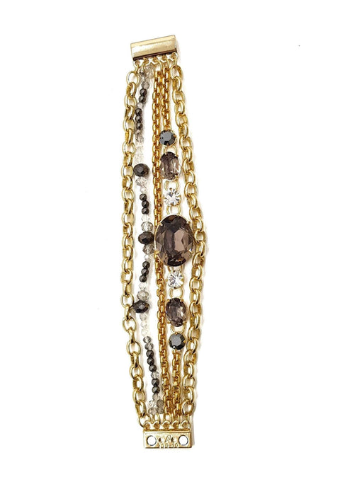 Pulseira Aurora dourada com pedras black diamond