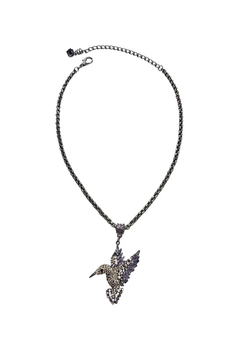 Colar Beija Flor onix com veneziana e strass black diamond cristal e hematite