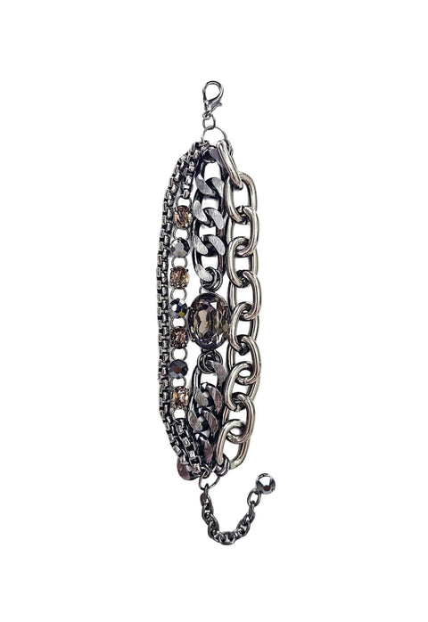 Pulseira Lumier com correntes e pedras grafites