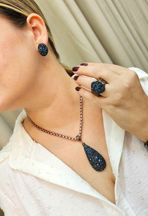 Colar Alure de gota montana banhado no vintage