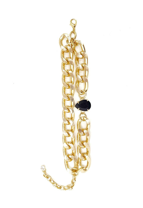 Pulseira Vicenza de elos dourado com pedra preta