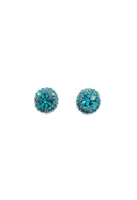 Brinco Vick fulgor com strass blue zircon banhado no grafite