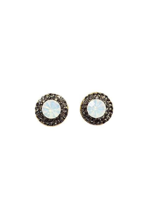 Brinco Vick Nobreza com pedras opal e black diamond banhado no dourado