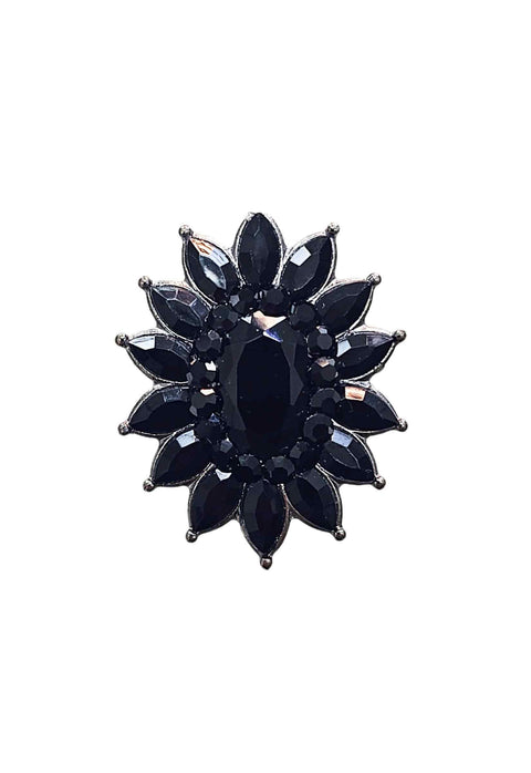 Anel Lorenza black com pedras banhado no onix