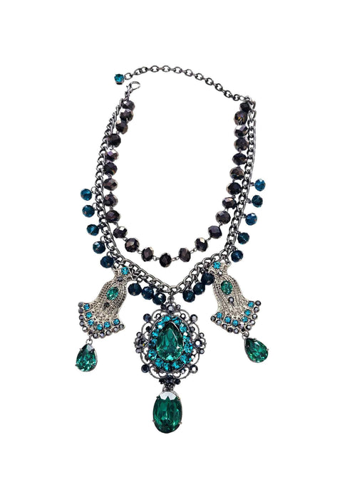 Colar Heloara onix com pedras verdes blue zircon e hematite