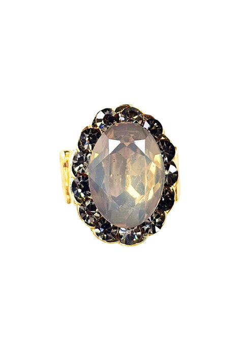 Anel Imperatriz com pedras black diamond banhado no dourado