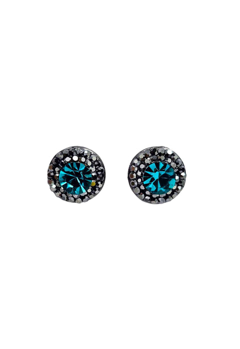 Brinco Vick Heloara onix com pedras blue zircon e hematite