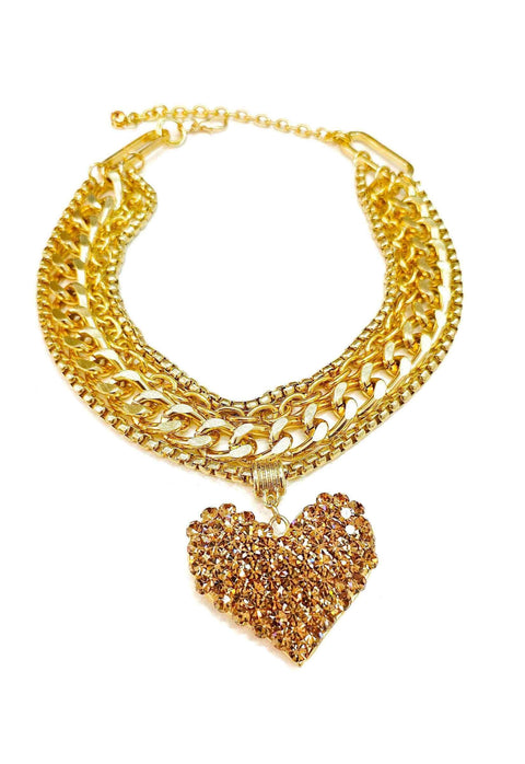 Maxi colar Valentina gold com pingente de coração dourado