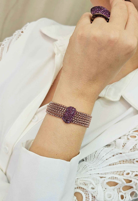 Pulseira Rainha Ametista classic banhada no vintage