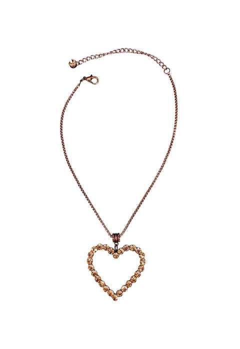 Colar Silene vintage com pingente de coração light peach e corrente veneziana