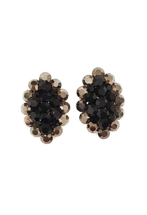 Brinco Adalira silver com pedras pretas e hematite