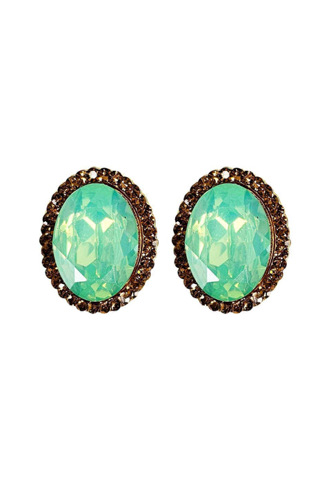 Brinco Aurélia oval com pedra menta e smoked topaz