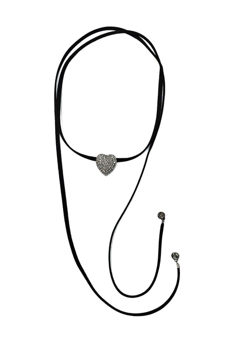 Colar choker Tivoli com courinho e pingente de coração black diamond