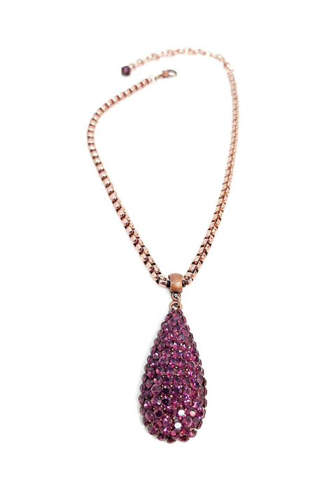 Colar Alure de gota ametista cor banhado no vintage
