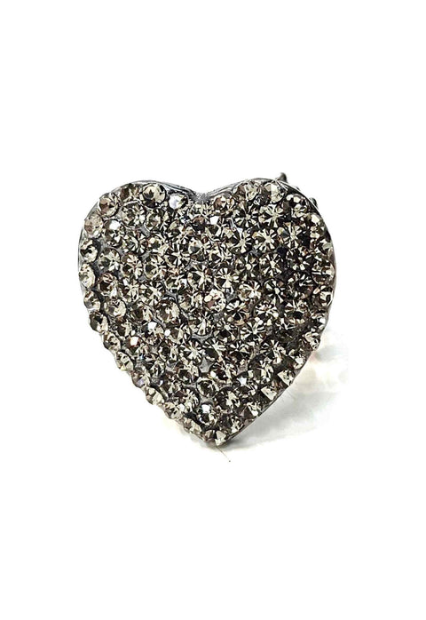 Anel de coração Tivoli com strass black diamond banhado no grafite