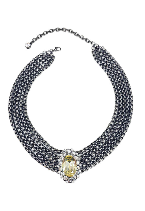 Choker Nefertari grafite com pedras cristais e venezianas onix