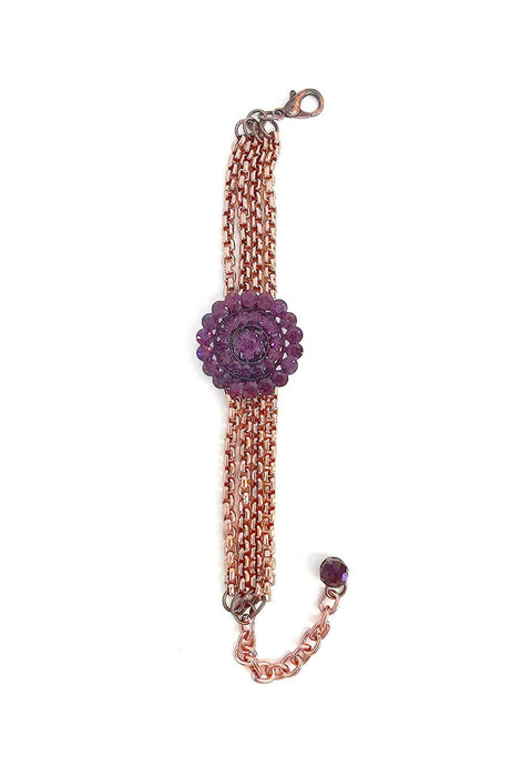 Pulseira Calista com pingente ametista e venezianas vintage