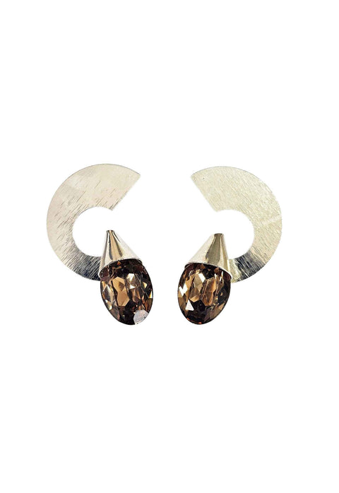 Brinco Naomi de metal prata com pedras black diamond