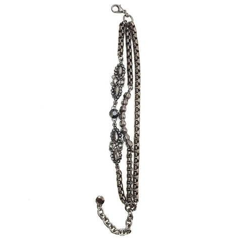 Pulseira Vivi de correntes onix e strass hematite