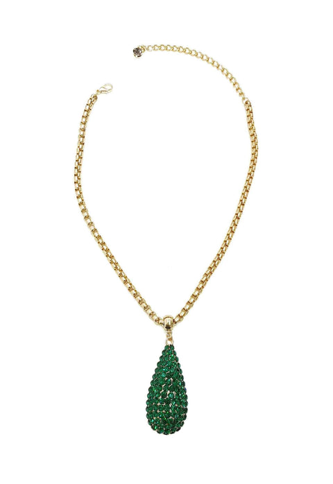 Colar Alure de gota verde esmeralda banhado no dourado