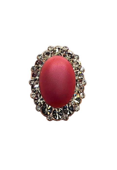 Anel Heloara vintage com pedra oval vinho e black diamond
