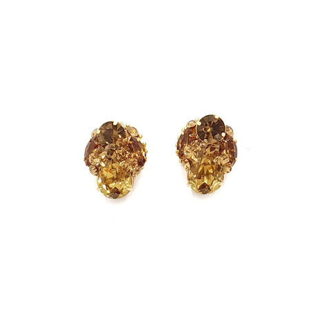 Brinco Pilar com pedras douradas banhado no dourado